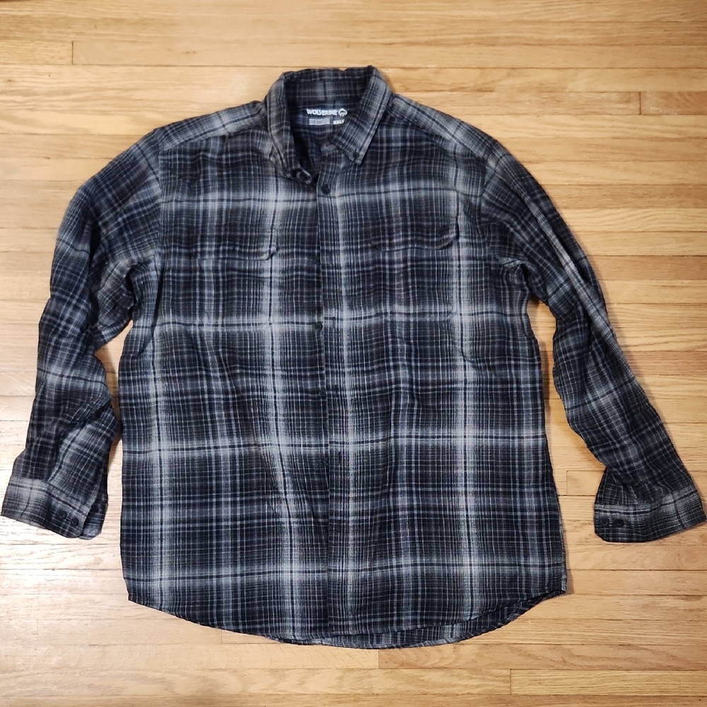 Wolverine Black and Gray Plaid Men's Shirt